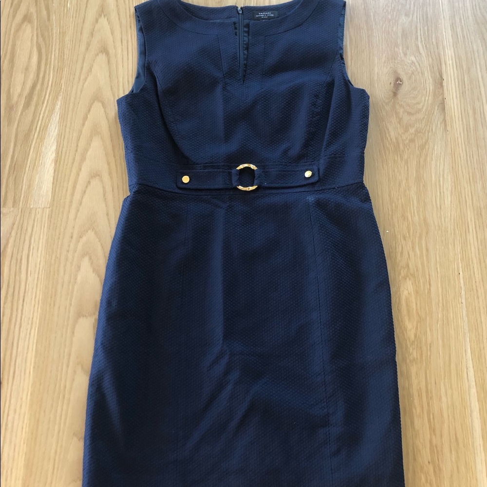 Tahari Arthur S Levine navy sheath dress